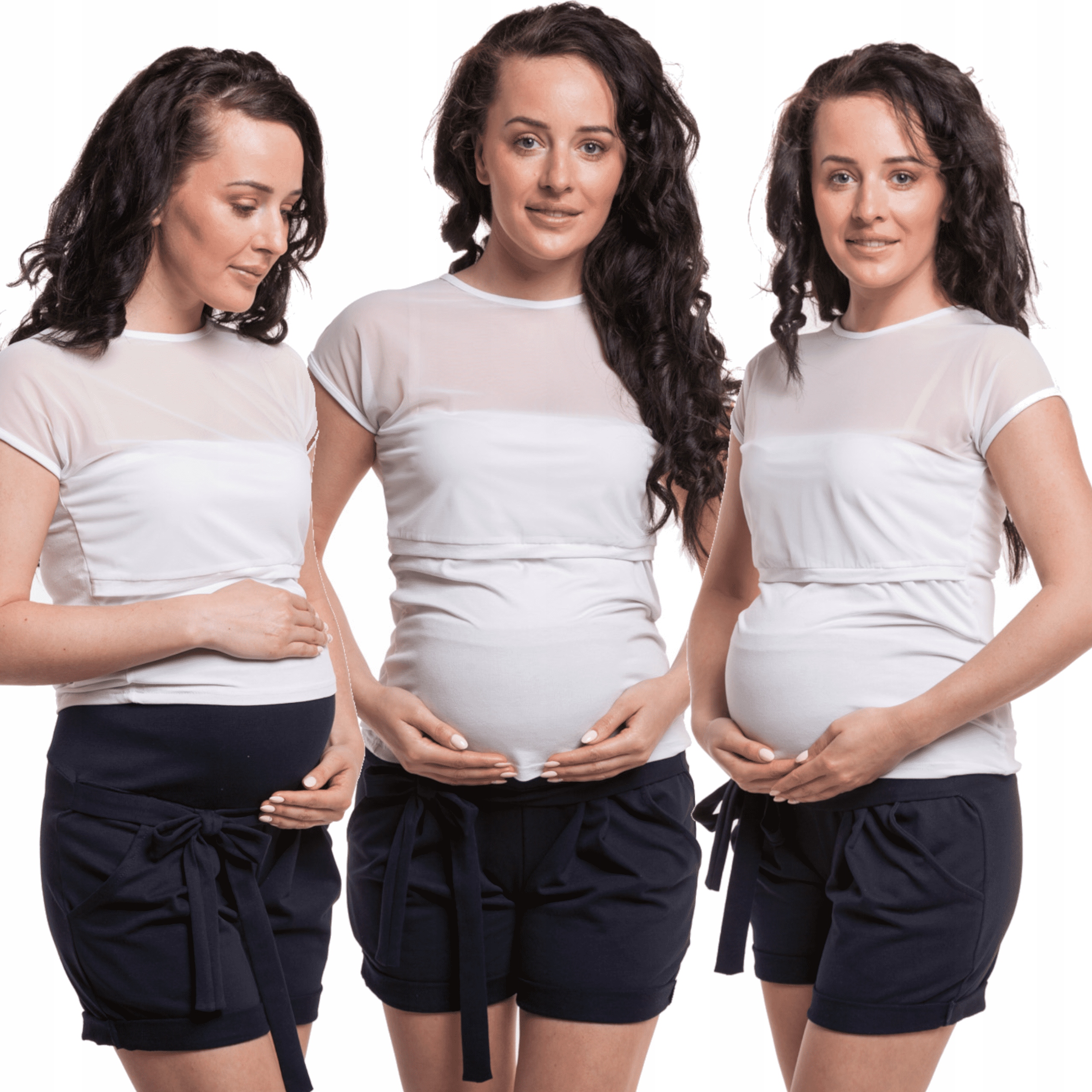 Bawełniane krótkie spodenki szorty ciążowe Lena XS