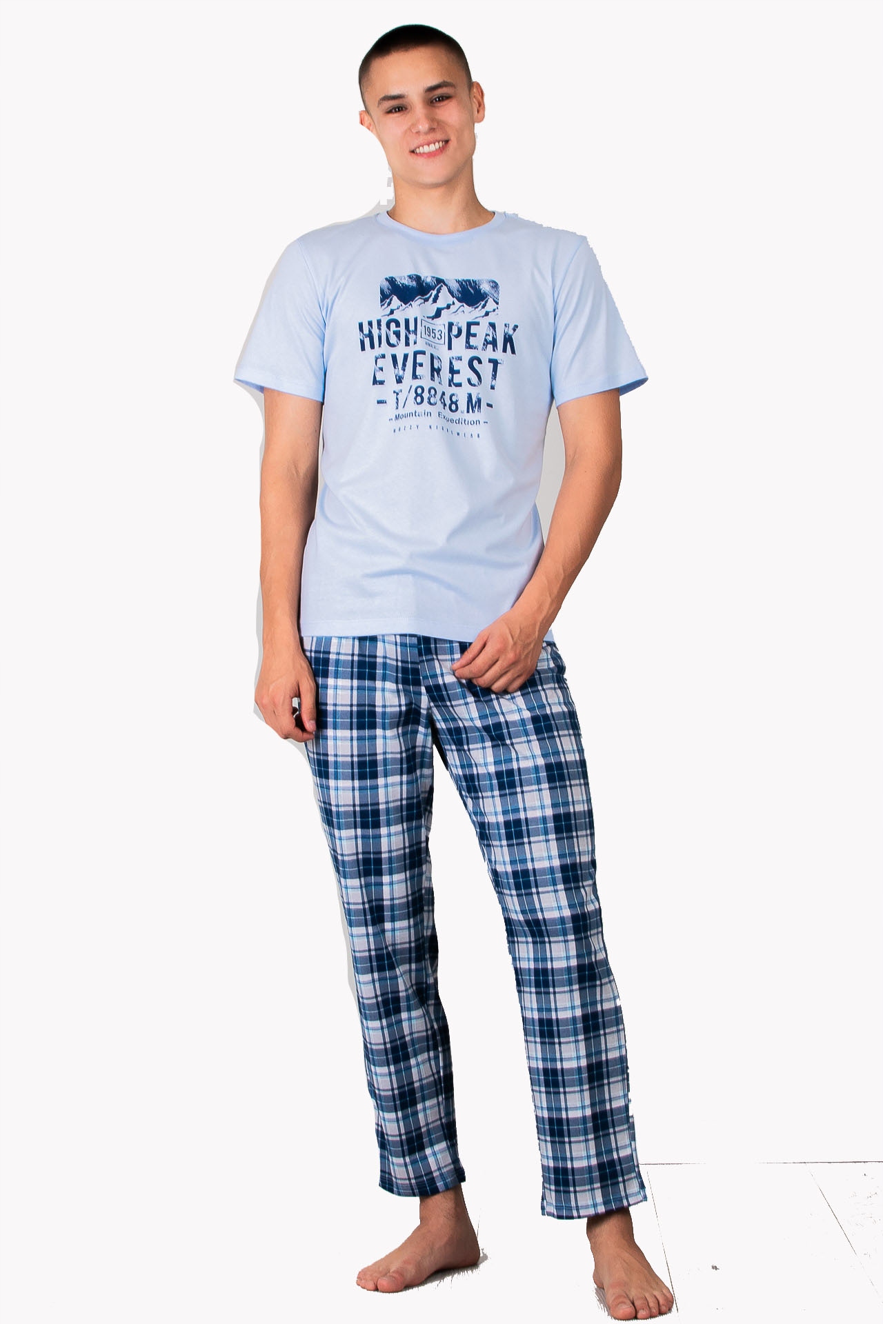 Pánske pyžamo Muzzy Nightwear bavlna modrá 3XL