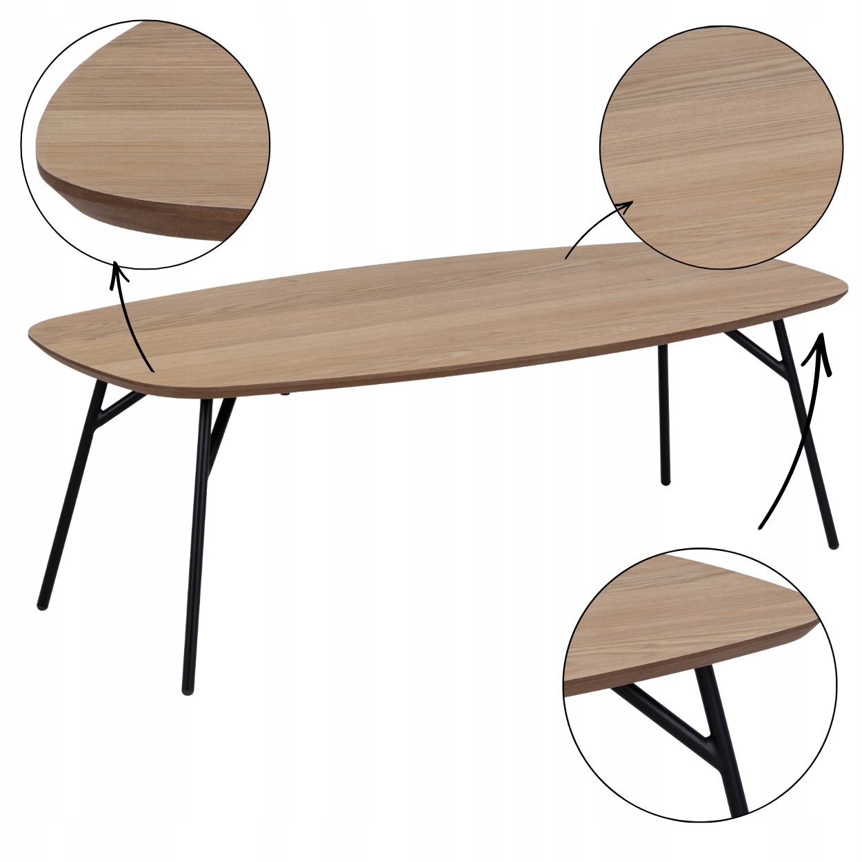 Dubový Konferenční Stolek Caracas moderní stylový béžový stůl do obývacího pokoje 40 cm