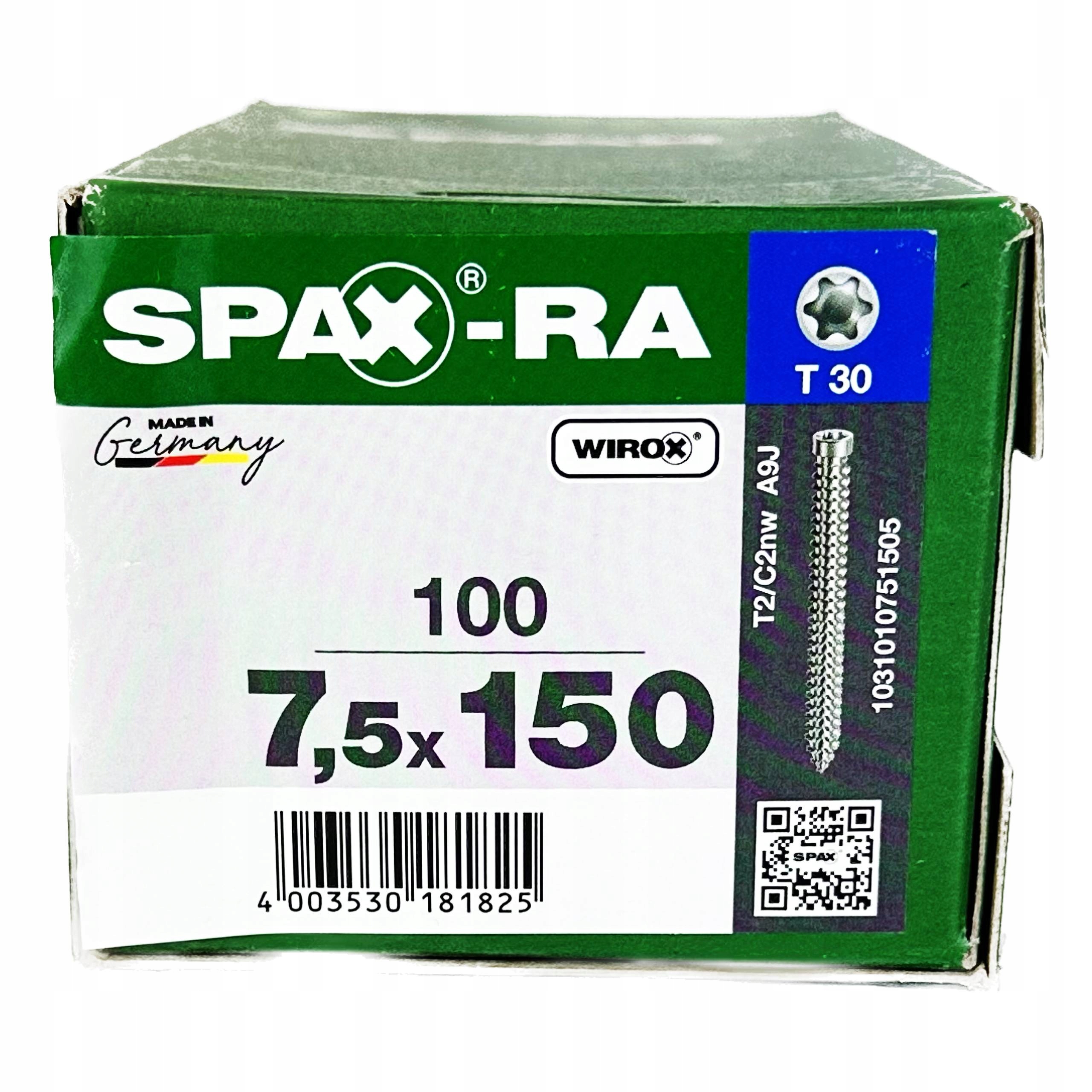 Rámová kotva 7,5x150 mm, válcová hlava pro truhlářství, dřevo Spax 100 ks
