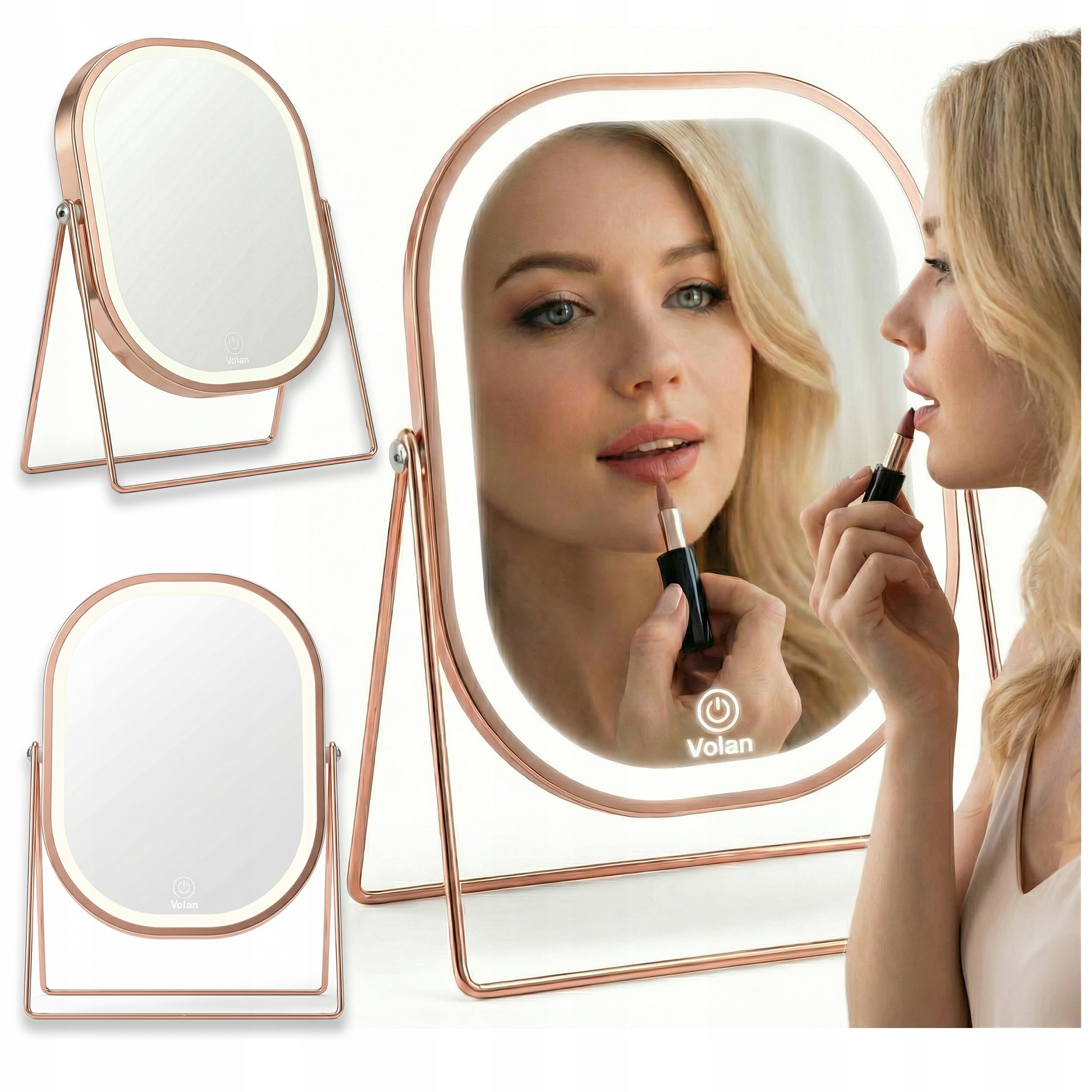 Zrcátko na make-up Premium Kosmetické Lesk Kovové Led Osvětlení