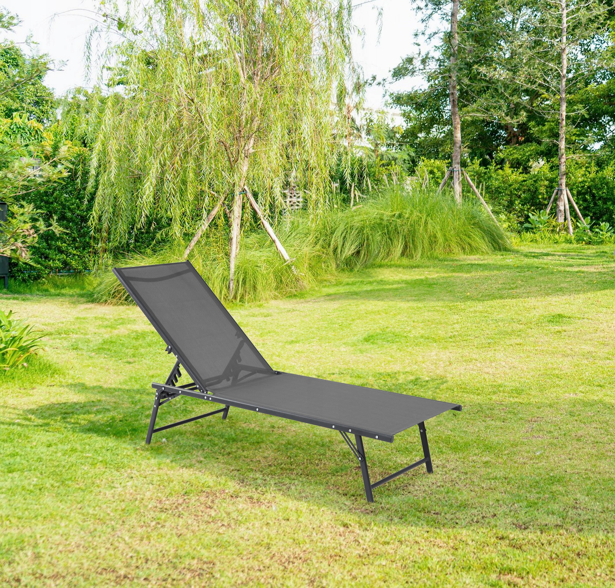 MOCNY SKŁADANY LEŻAK OGRODOWY ŁÓŻKO LEŻANKA 5-POZYCYJNY SANYA CIEMNOSZARY Kod producenta 5.10.212252