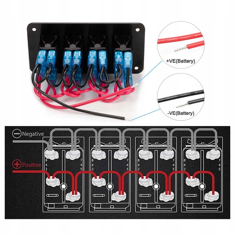 WŁĄCZNIK DO JACHTU ROZDZIELNIA 4X RED 12-24V-05999 Marka inny
