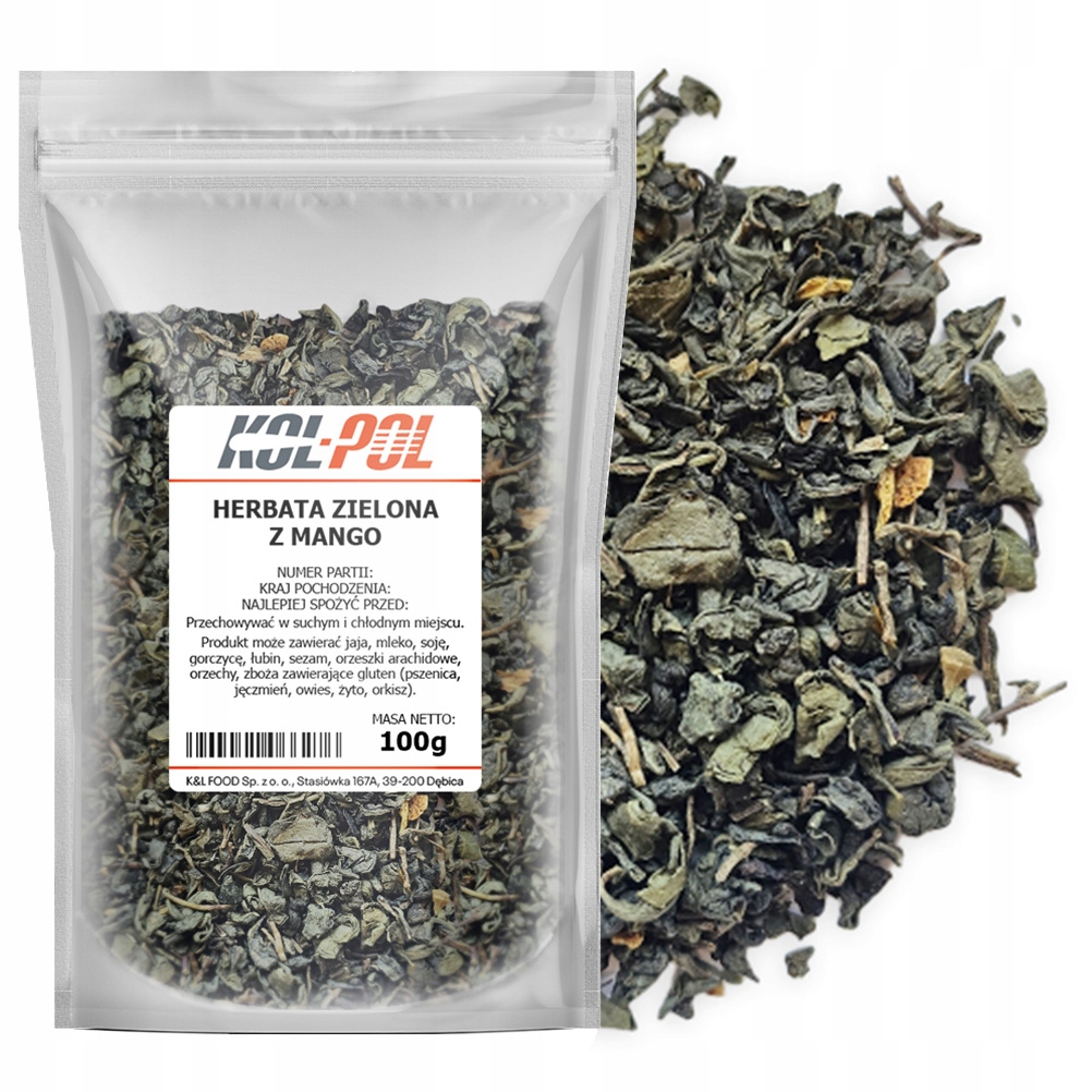 Levně Čaj Zelený Mango 100 g Ovocný Listový přírodní sušený Kol-Pol
