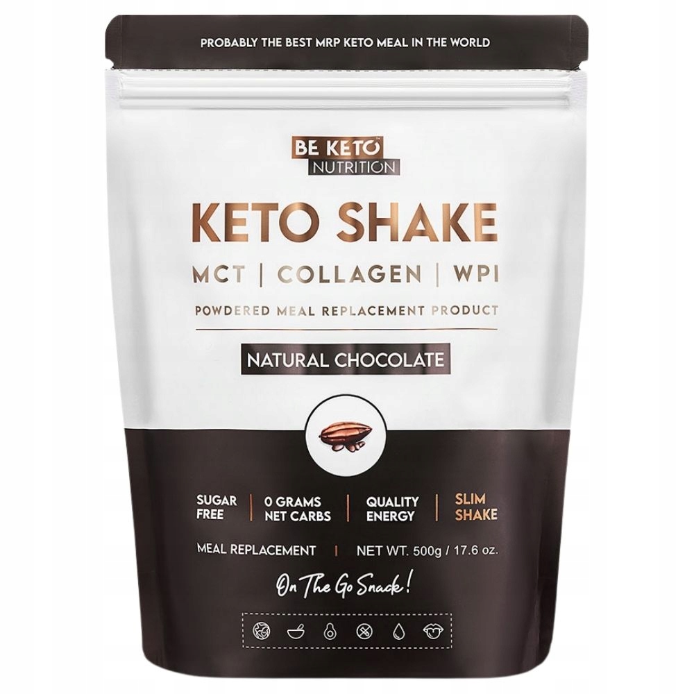 BeKeto Diet Keto Shake Přírodní Čokoláda Bílkoviny a Mct 500 g