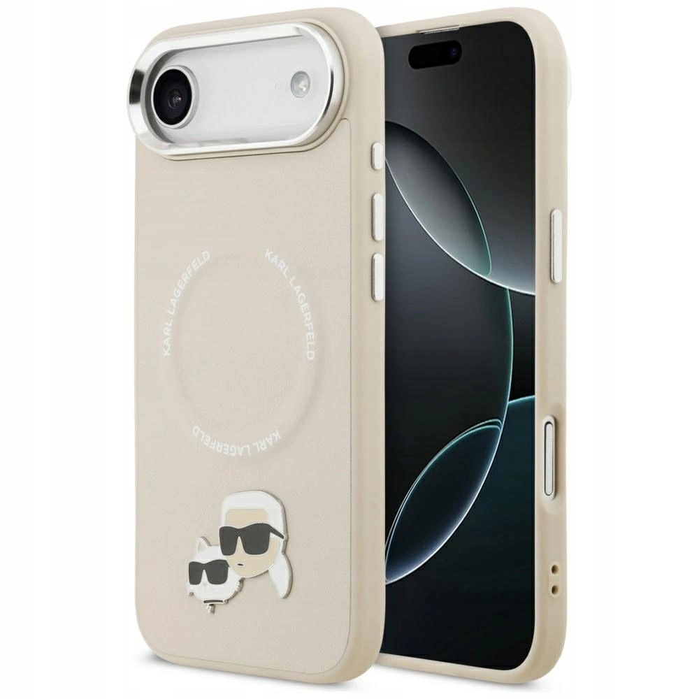 Pouzdro Karl Lagerfeld Karl & Choupette Pins MagSafe pro iPhone Air béžové
