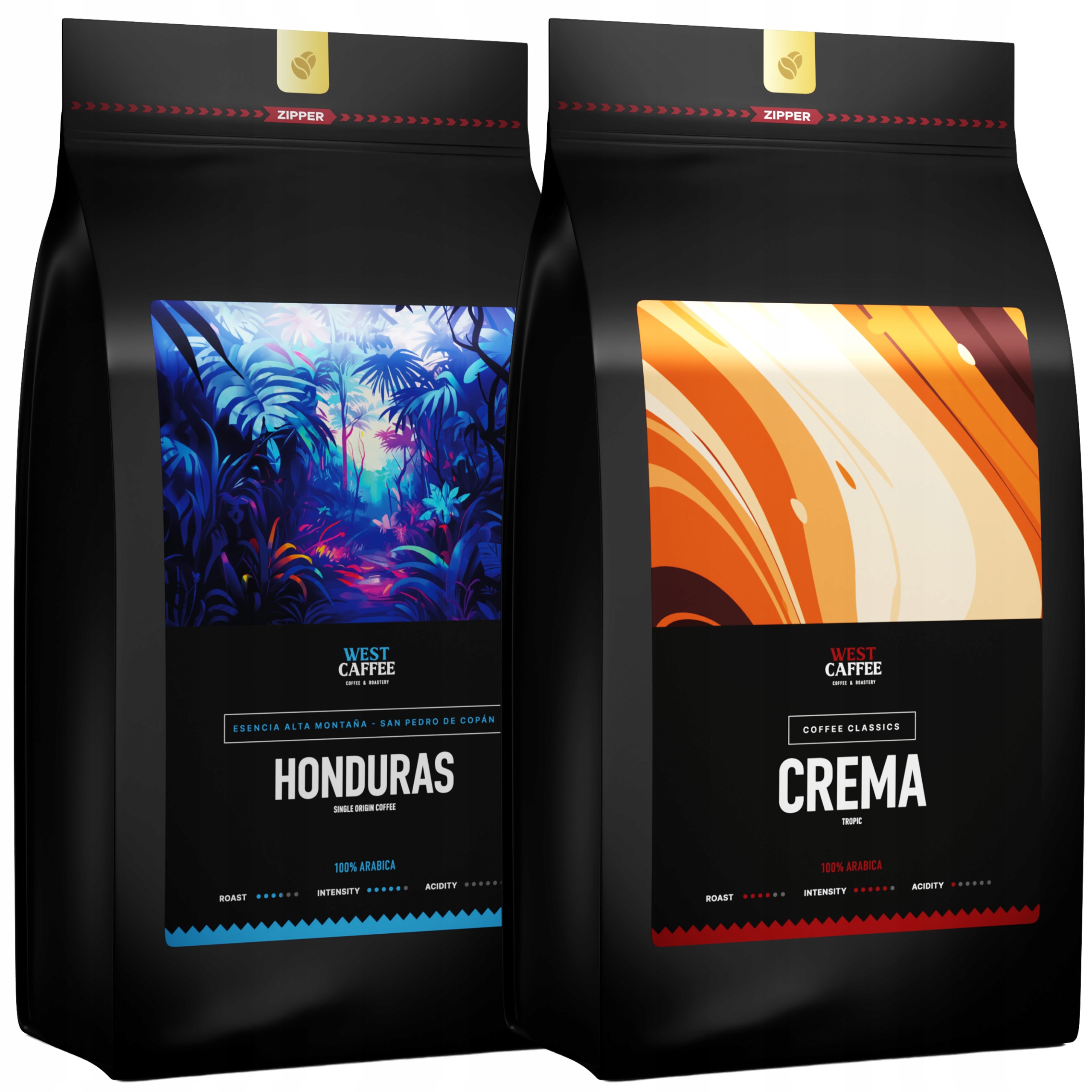 Levně Káva Zrnková 2KG Set Crema Honduras 100% Arabica Čerstvě pražená