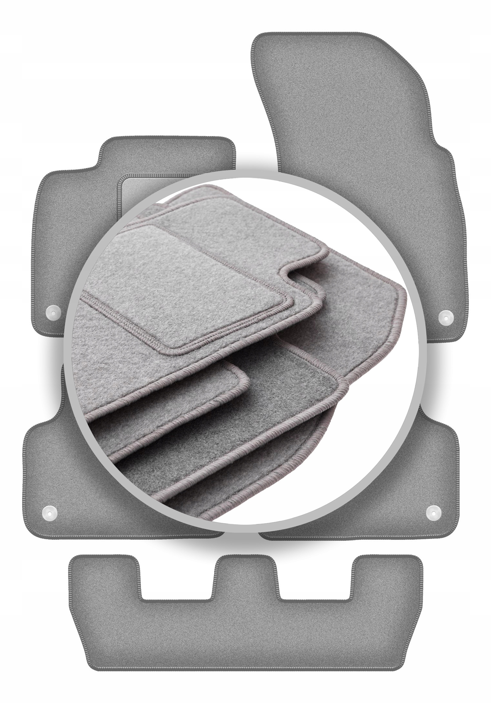 Velurové koberce Oslo šedé pro: Audi Q7 II 7 osob 2017-