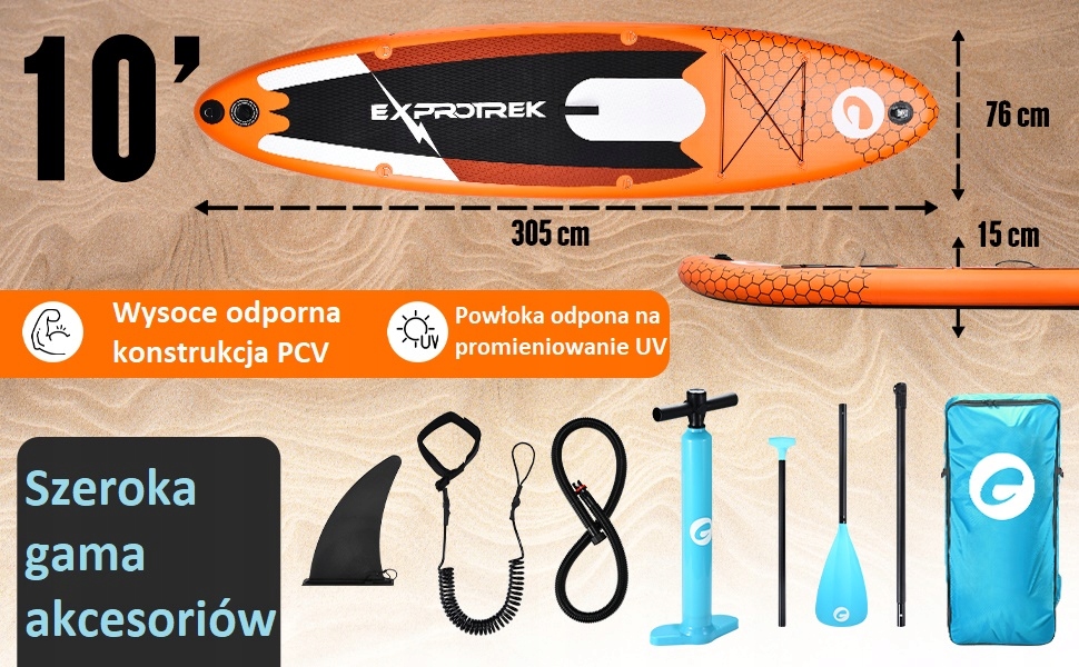 DESKA SUP BOARD POMPOWANA Exprotrek 305cm 150kg Płeć produkt uniseks