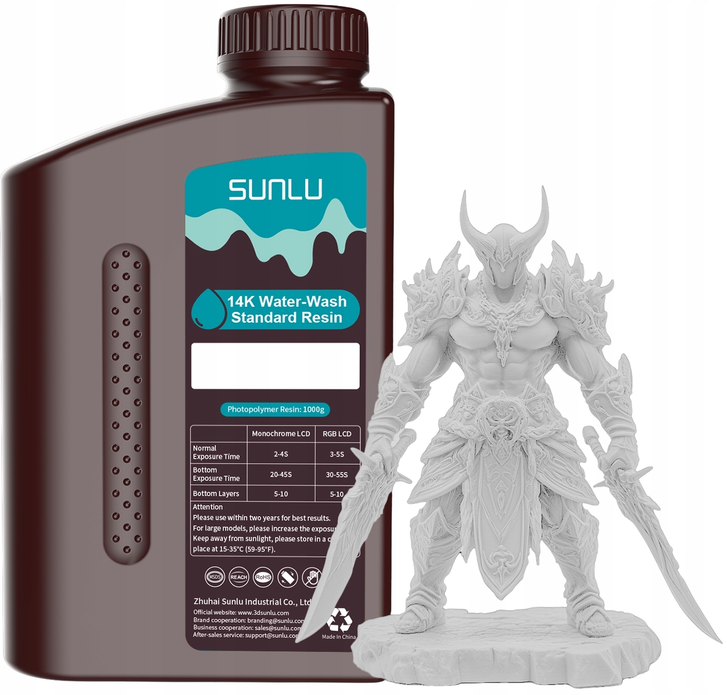 Uv pryskyřice Sunlu 14K Water Washable White Bílá 1 kg 1 l pro 3D tiskárnu