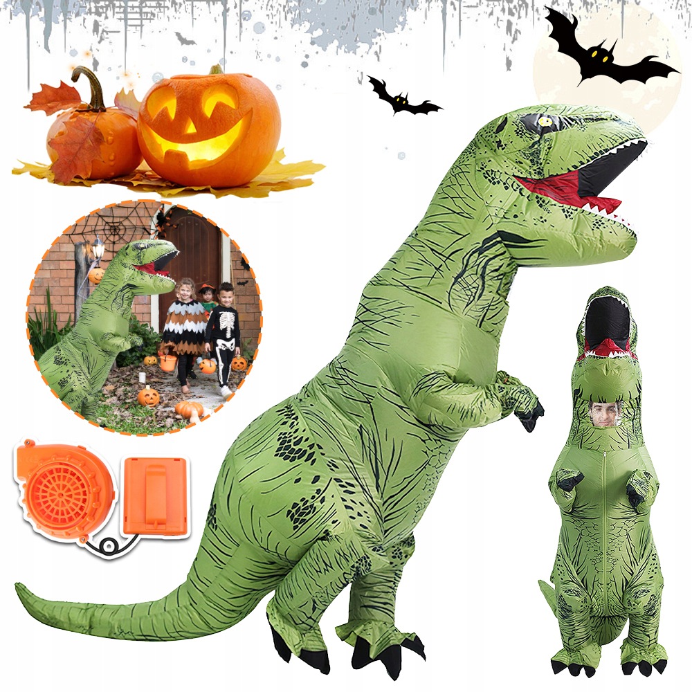 Kostým Dinosaurus T-rex Nafukovací Karnevalový Kostým Dospělý Převlek 190 CM