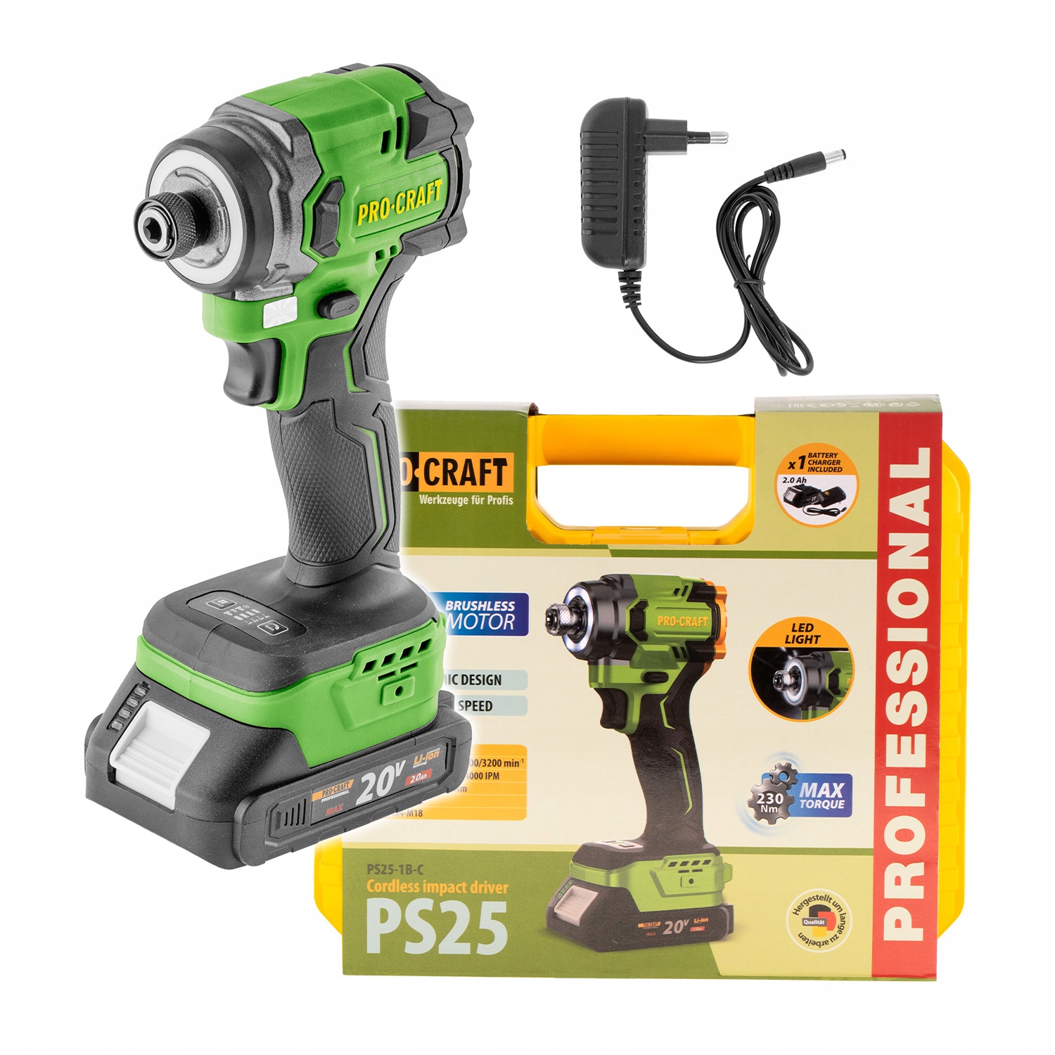 Procraft Aku Rázový Utahovák 1/4" PS25 230Nm Bezkartáčový Motor
