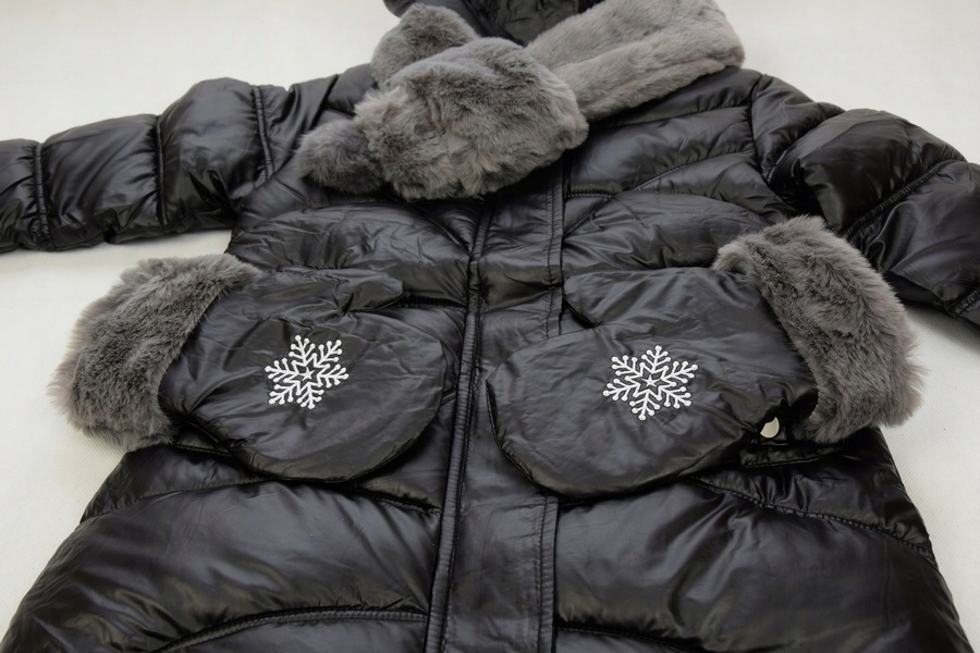 KURTKA ZIMOWA 2117C8 +rękawiczki + szalik 122/128 Długość do połowy uda