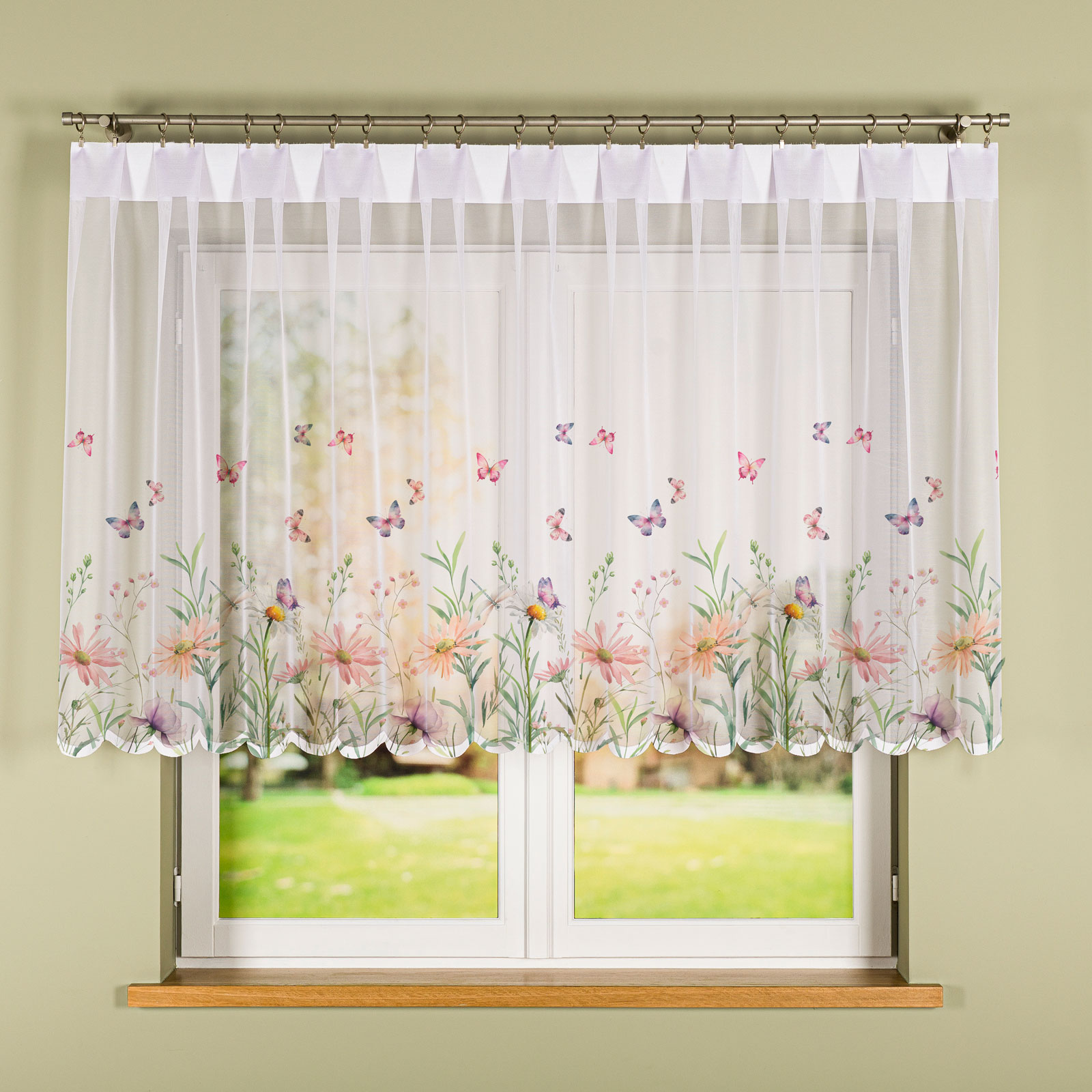 Louka S Motýly záclona, vel 500 x 120 cm, potištěná (s lemováním)