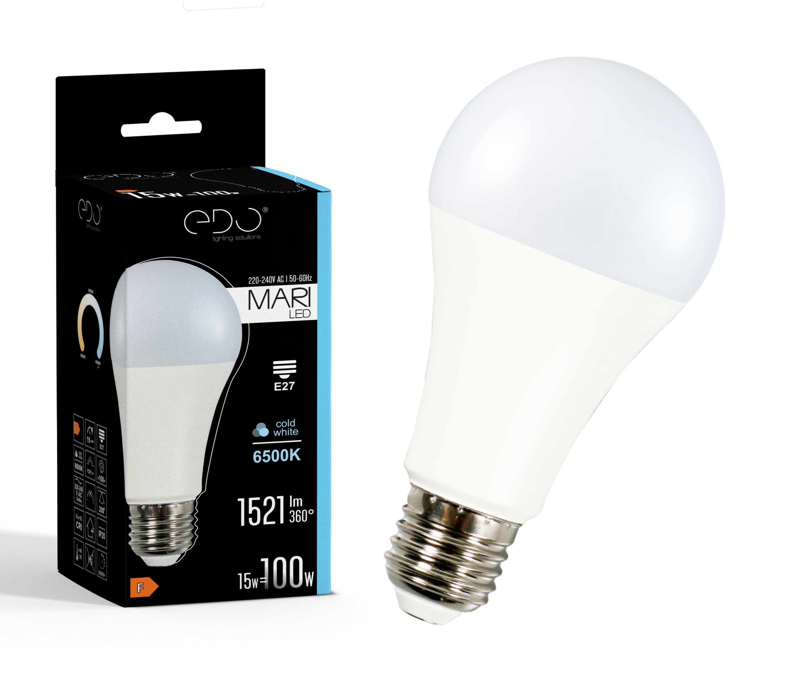 

Żarówka Led E27 A65 15W 6500K zimna Cw 1521lm Edo