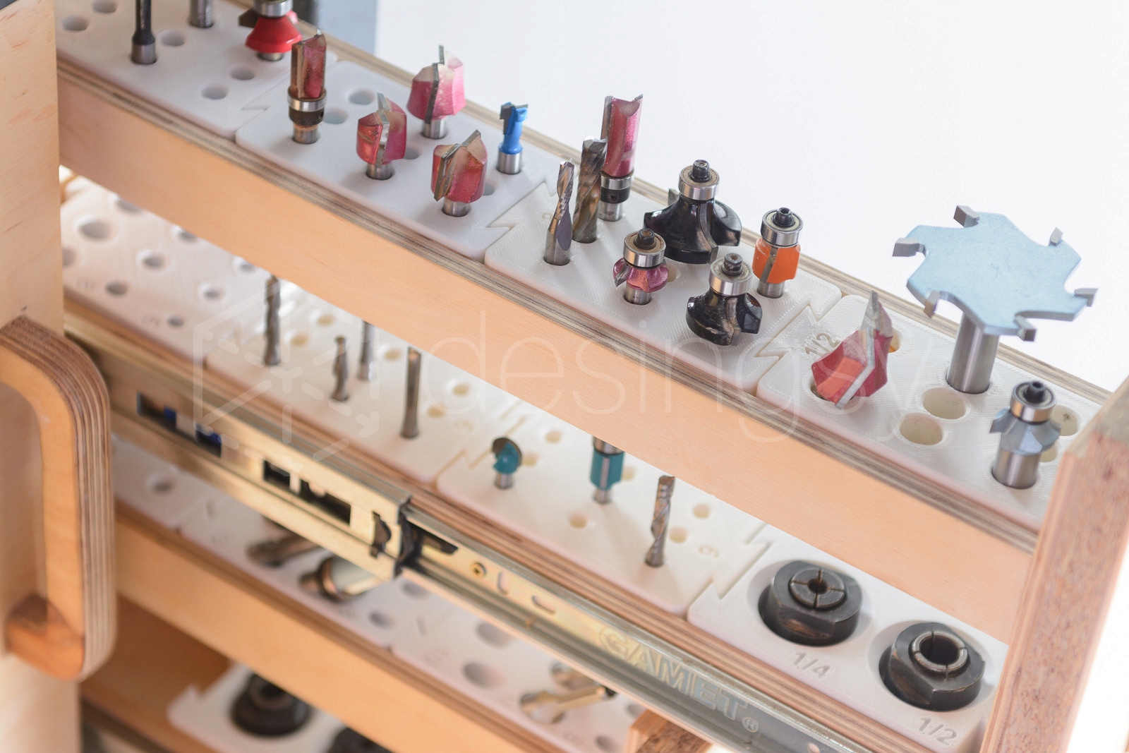 Modułowa tacka na frezy 6, 8, 1/4, 1/2, 12 Triton Marka Desingsy