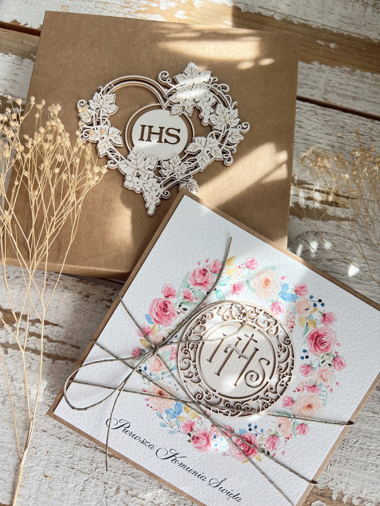 Přání k svatému přijímání – ručně vyráběná památka na svaté přijímání v krabičce