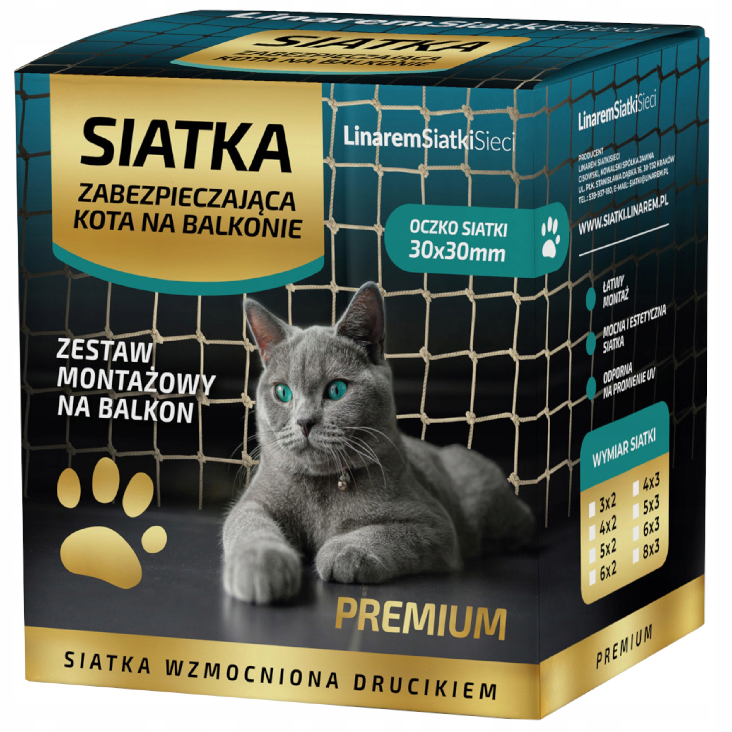 Síťka Na Balkon 4x3 Sada Pro Kočky Síť Premium 110g Zesílená Drátem +uv