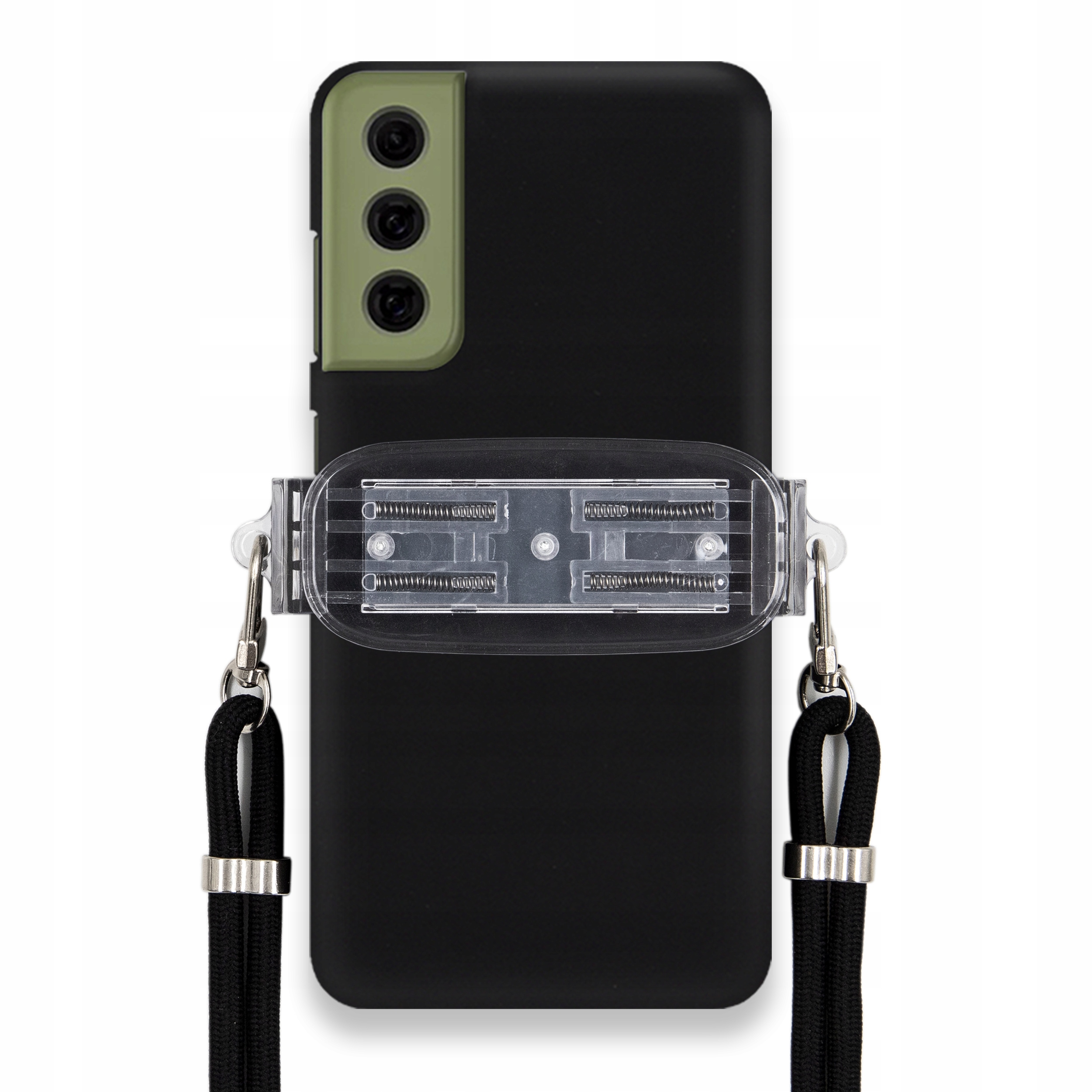 Puzdro Pre Samsung S21 Fe Smooth Čierne Puzdro Univerzálny Držiak Čierna Šnúrka