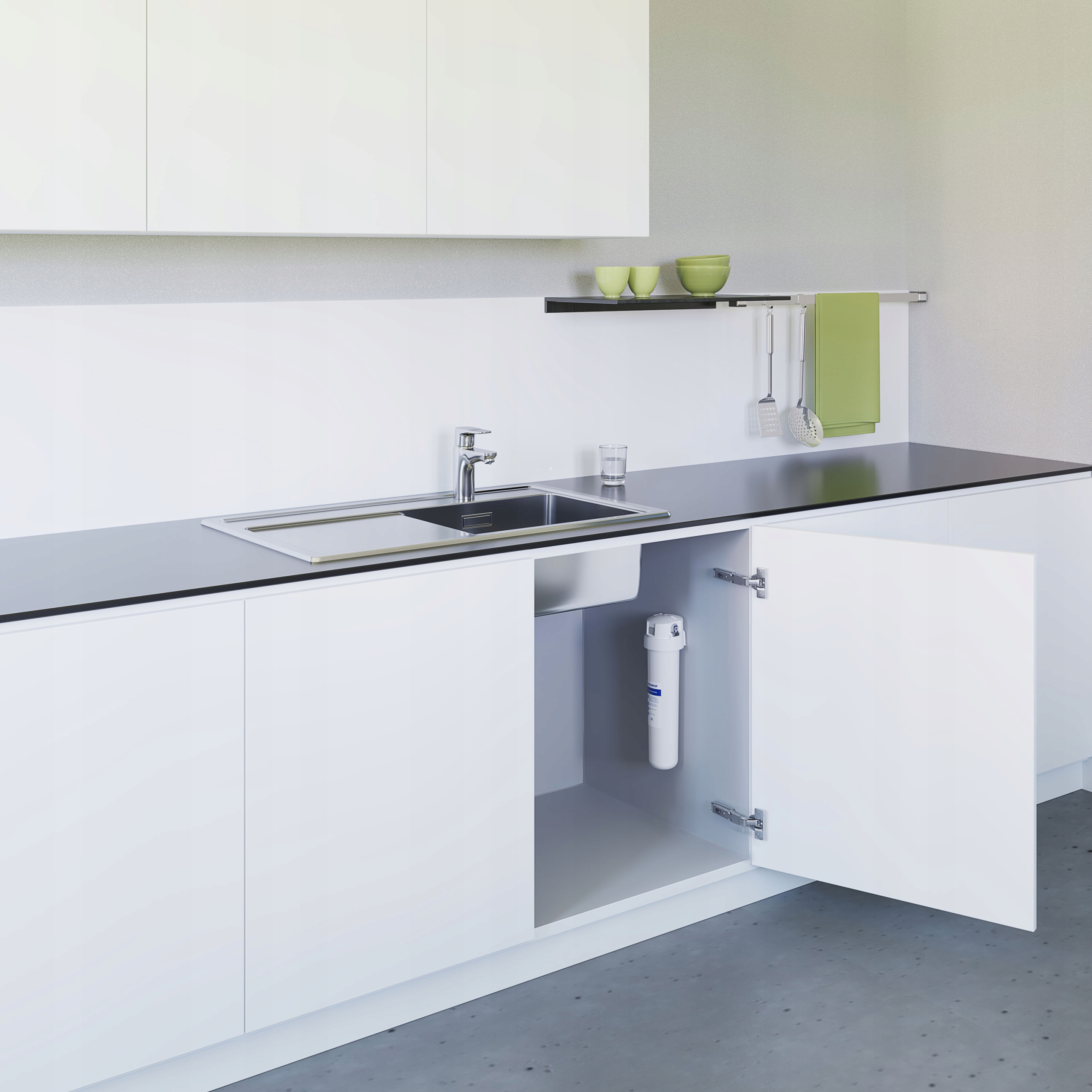 Filtr pod zlew z wkładem Aquaphor Kryształ Solo gotowy zestaw do montażu Kolor dominujący biały