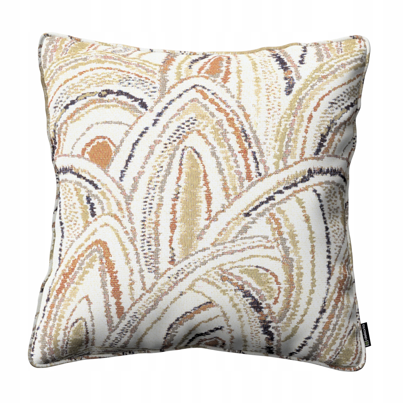 Povlak na polštář 60x60 olivově oranžové oblouky na krémovém pozadí