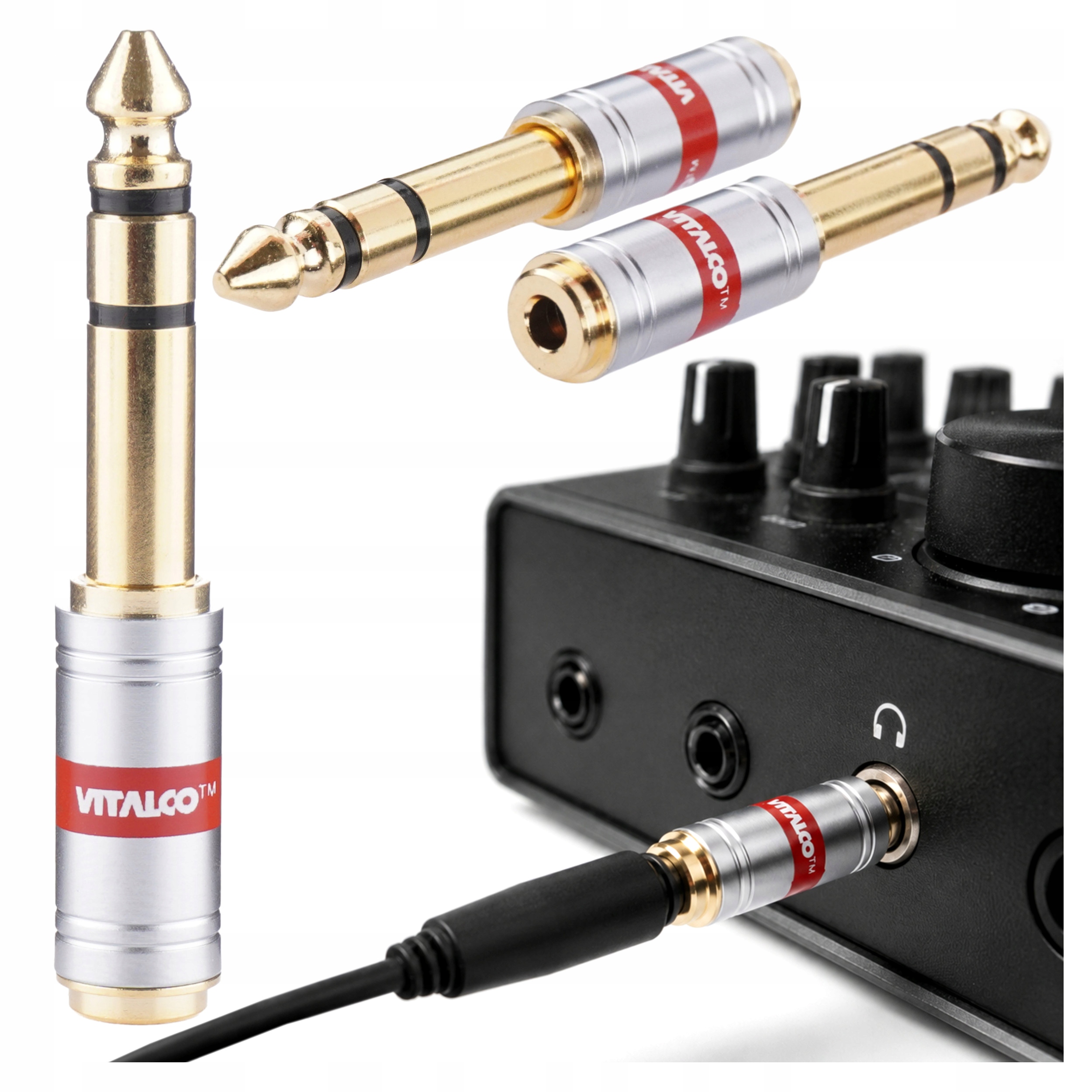 Adapter Audio Wtyk 6.3mm na Gniazdo mini Jack 3.5mm Przejściówka Stereo