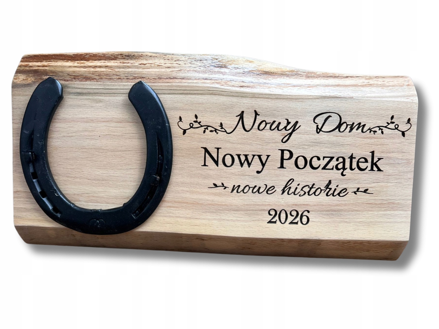 Deska z podkową nowy dom 2026 parapetówka szczęście do powieszenia