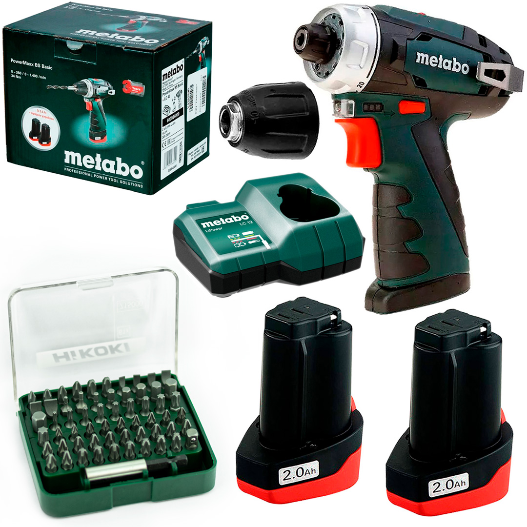 Aku Šroubovák 12V 34 Nm PowerMaxx Bs Basic Metabo bity