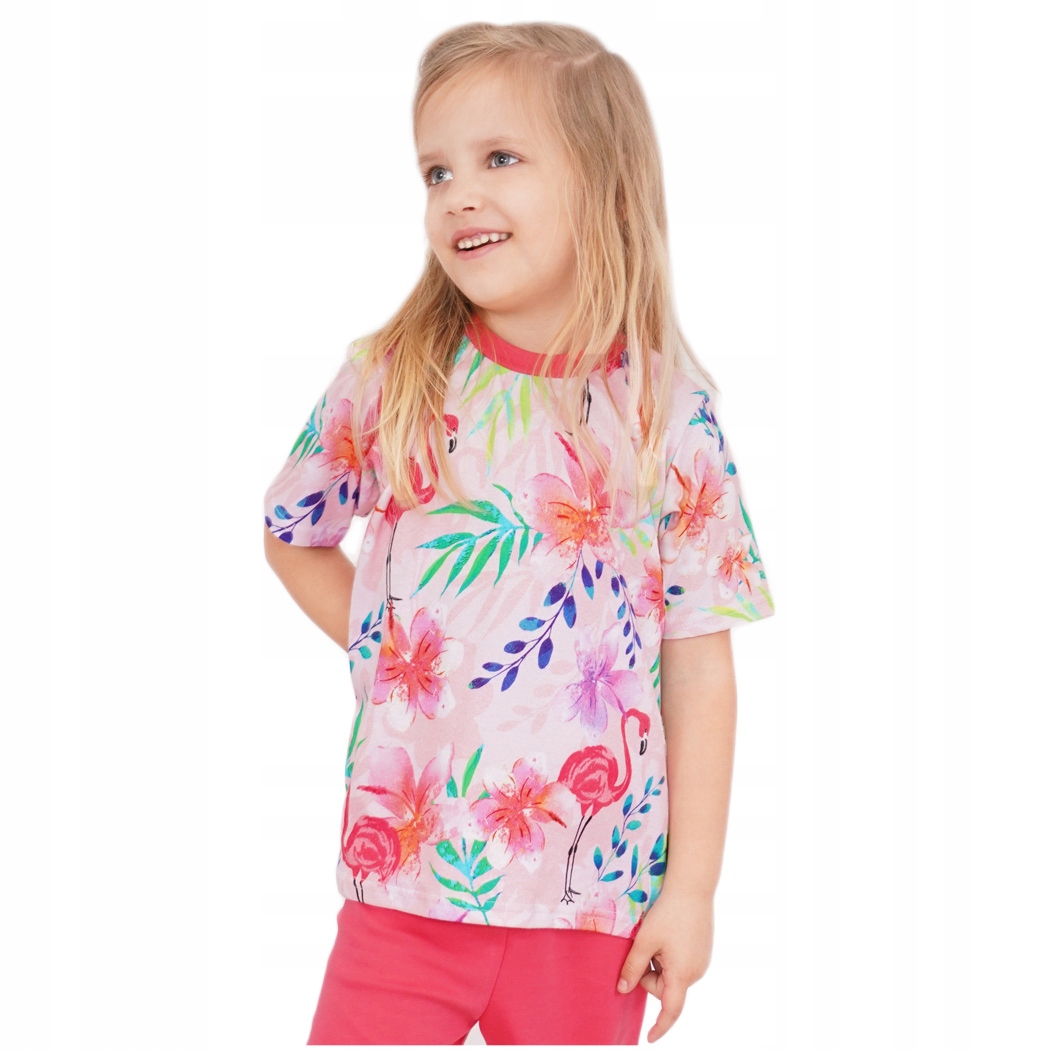 

Piżama letnia r.98 malinowa w.684 Kwiaty Flamingi