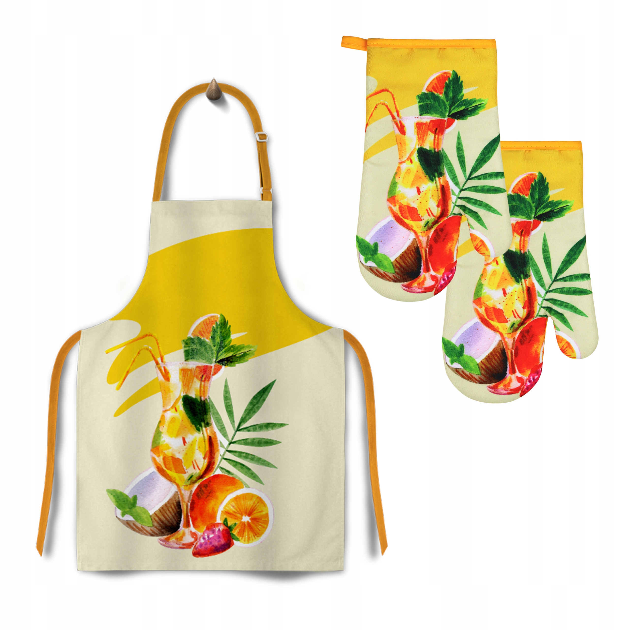 ZESTAW FARTUCH + 2x RĘKAWICA KING OF THE GRILL NA GRIL DO GRILOWANIA Długość 75 cm