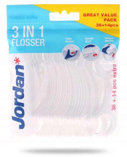

Jordan Flosser 3w1 nić wykałaczka czyścik 50 sztuk