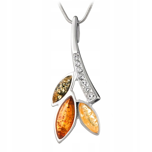 Stříbrný Přívěsek s přírodním originálním Jantarovým řetízek AG925 Náhrdelník