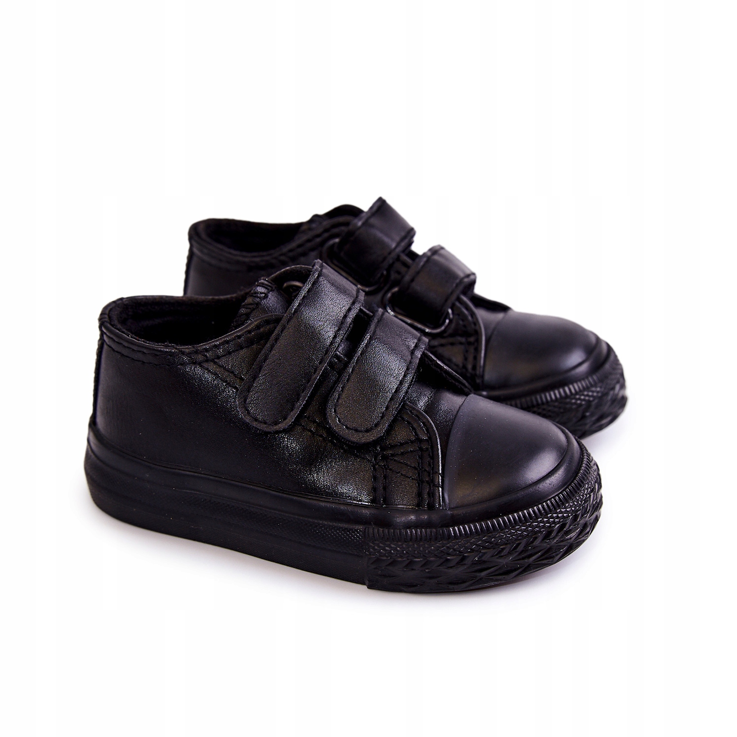 

Dziecięce Skórzane Trampki Na Rzepy Czarne 35