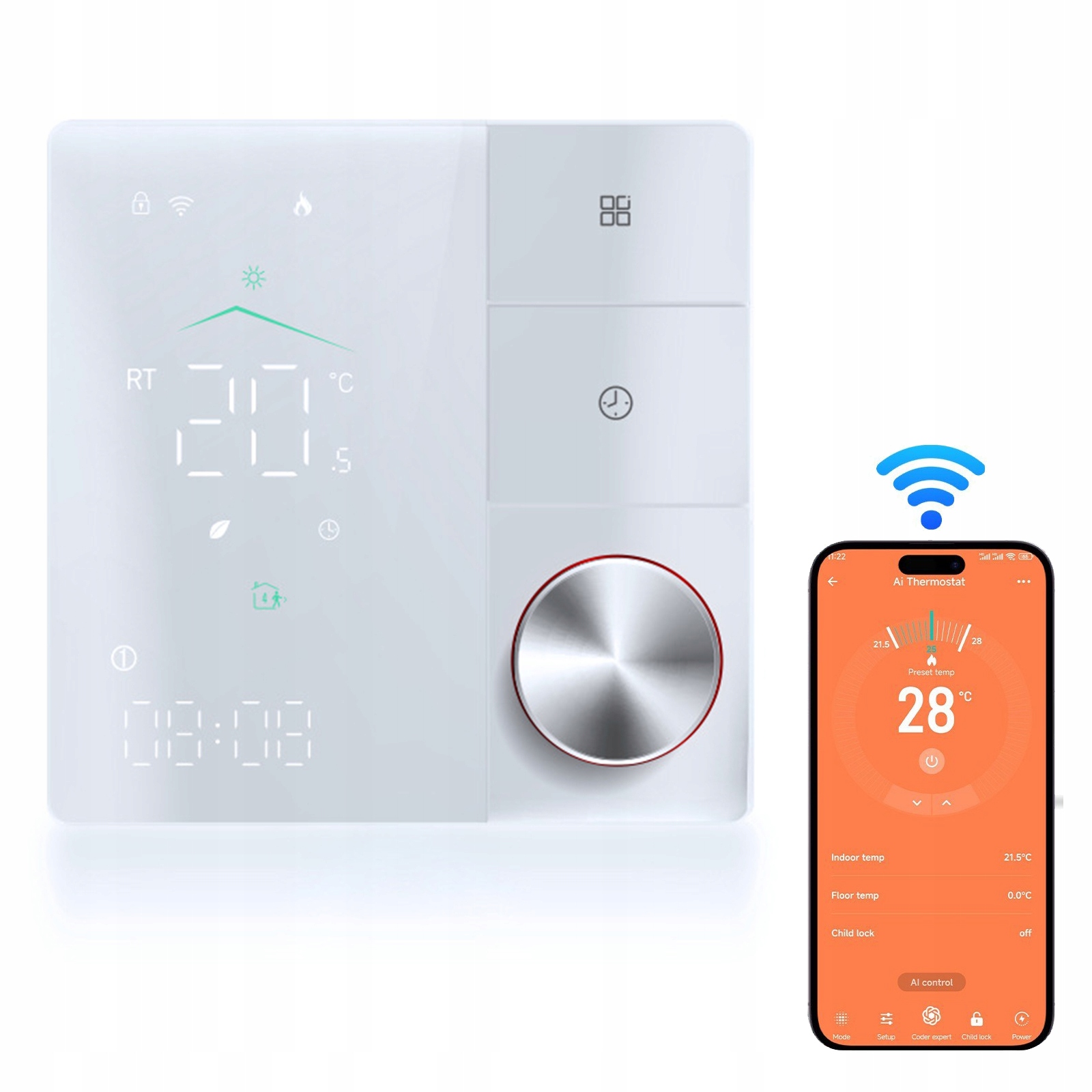 Tuya WiFi termostat Matter Elektrické podlahové vytápění Bílý