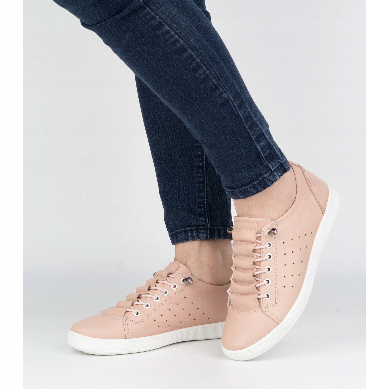 Dámské kožené polobotky 081 pudrově růžové 37