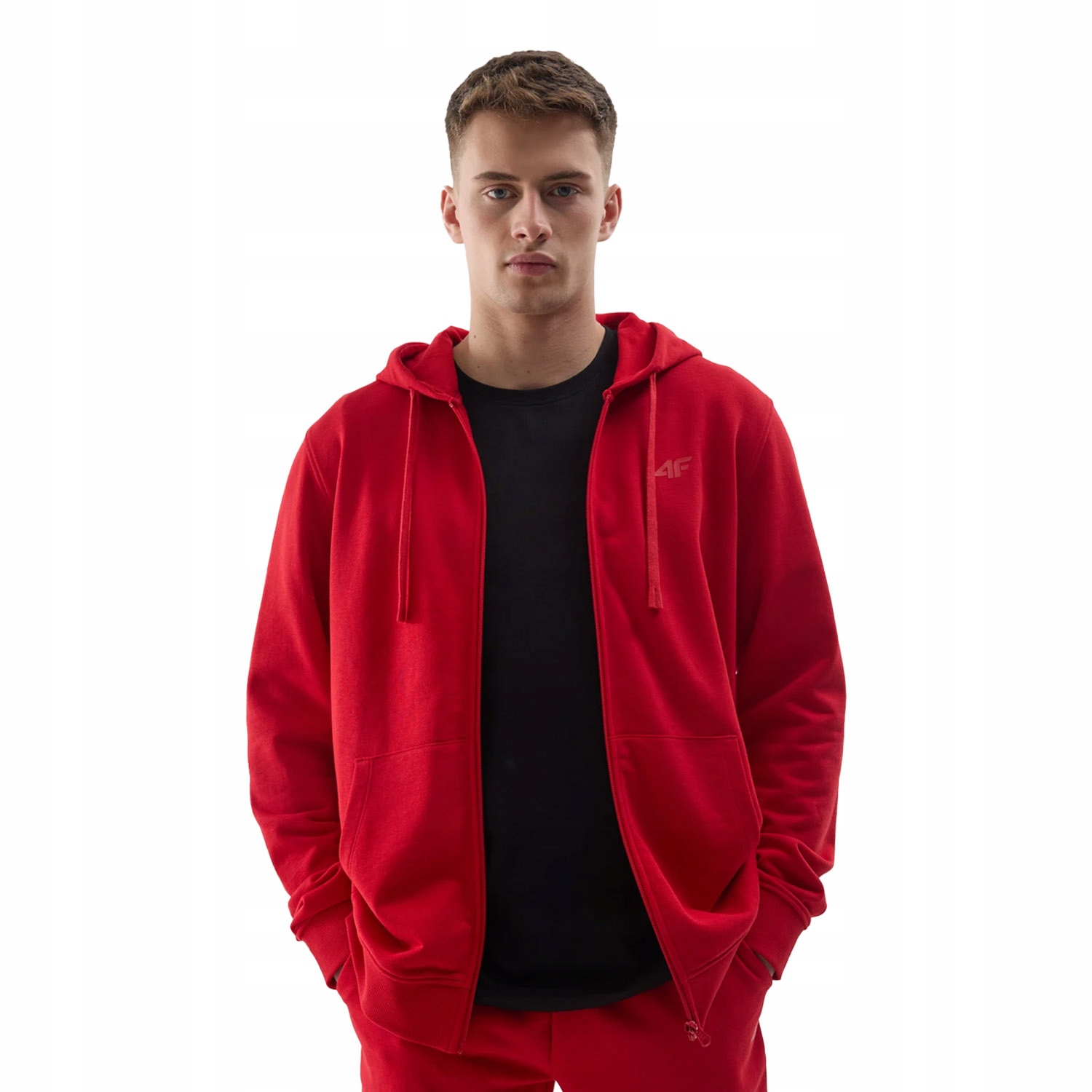BLUZA MĘSKA 4F BAWEŁNIANA Z KAPTUREM ROZPINANA SPORTOWA KIESZENIE SS240951 Rozmiar M