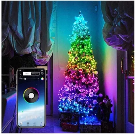 LAMPKI DRUCIKI KOLOROWE 10m ZEW/WEW NA PRĄD 8 FUNKCJI Aplikacja na Telefon Moc znamionowa 1 W