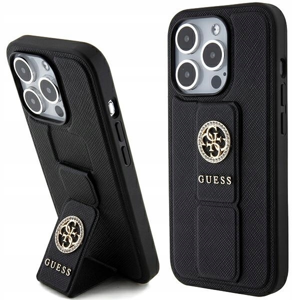 Guess GUHCP15XPGSSADK iPhone 15 Pro Max 6,7" černo/černé pevné pouzdro Grip Sta
