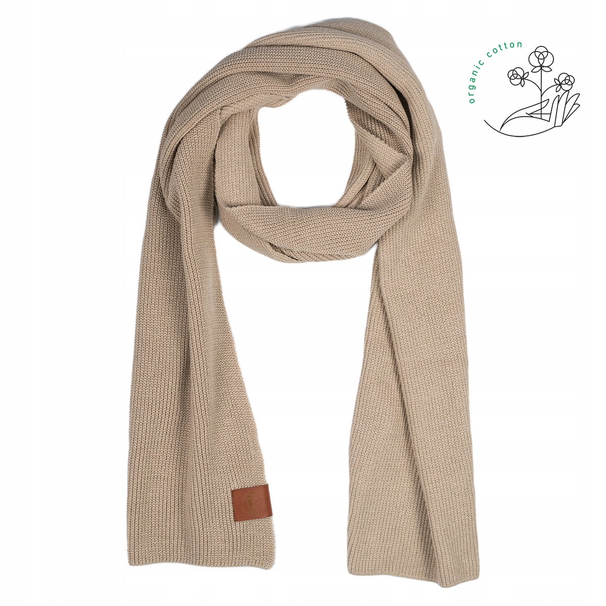 Hladká teplá béžová šála z organické bavlny