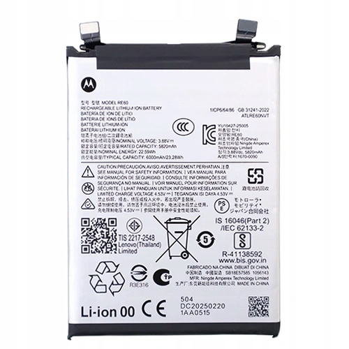 Originální Akumulátor Baterie RE60 Pro Motorola Edge 60 Pro 6000 mAh