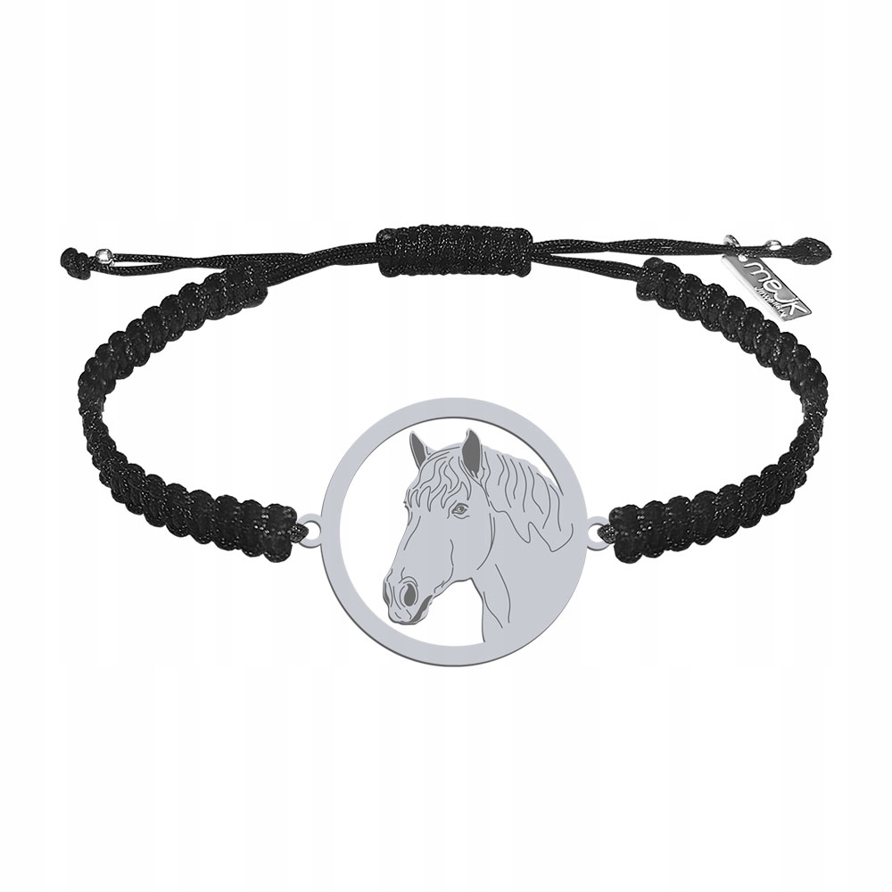 Stříbrný náramek s koněm Peršon 925 Makramé Šperky Dárek Gravírování