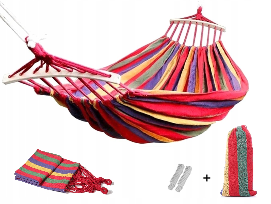 

Hamak dwuosobowy 190x150cm z drążkiem 40 cm