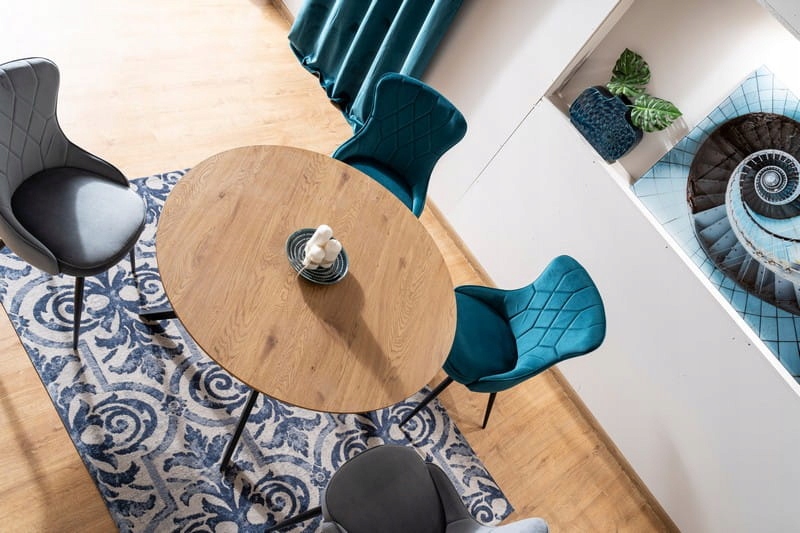 Stół okrągły ASTER 120x120 dąb/czarny loft SIGNAL Szerokość mebla 120 cm