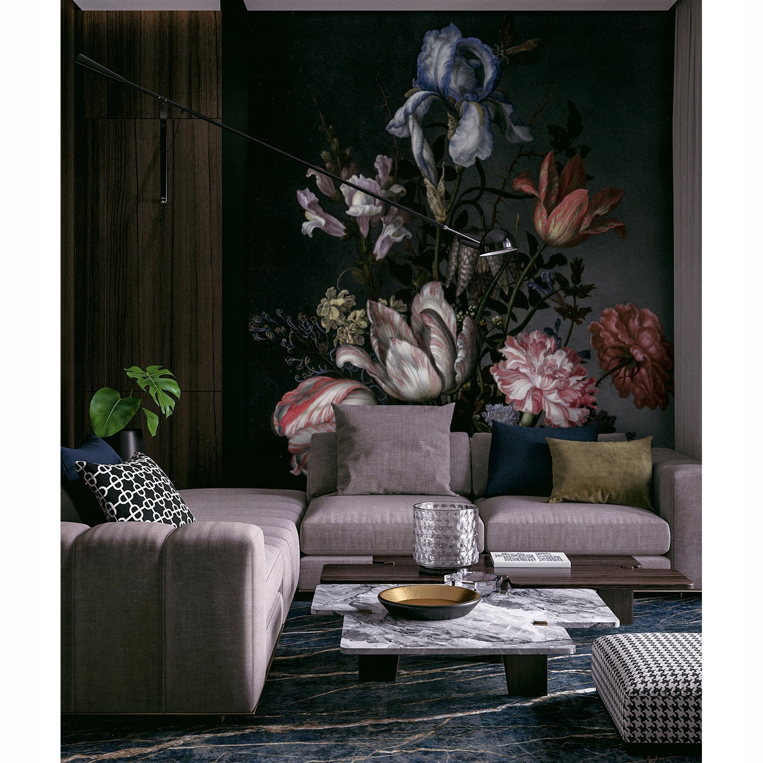 

Tapeta flizelinowa Kwiaty na ciemnym tle 104x70cm