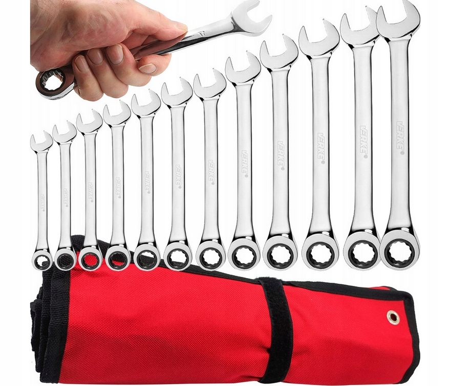 Klucze Płasko Oczkowe Z Grzechotką Zestaw Kluczy Płaskich Oczkowych 8-19mm