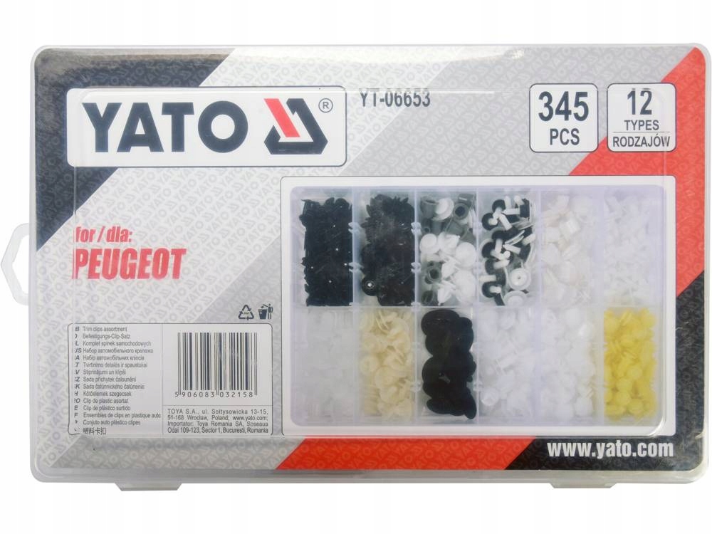 YATO - SPINKI SAMOCHODOWE - PEUGEOT - 345 SZT. Kod producenta YT-06653