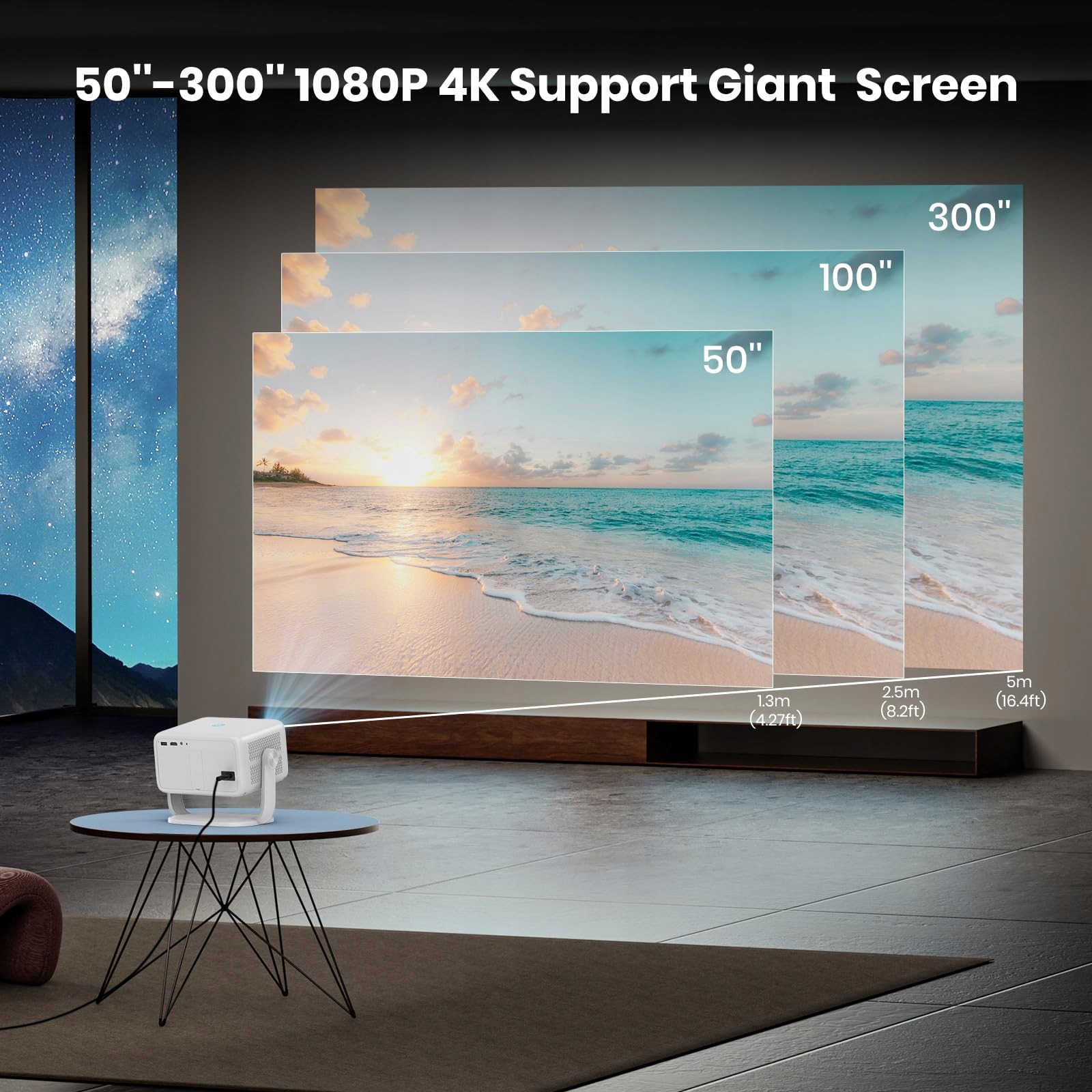 4K BEAMER Projektor 4K WiFi Bluetooth Autofokus Smart Home — miniatura 5