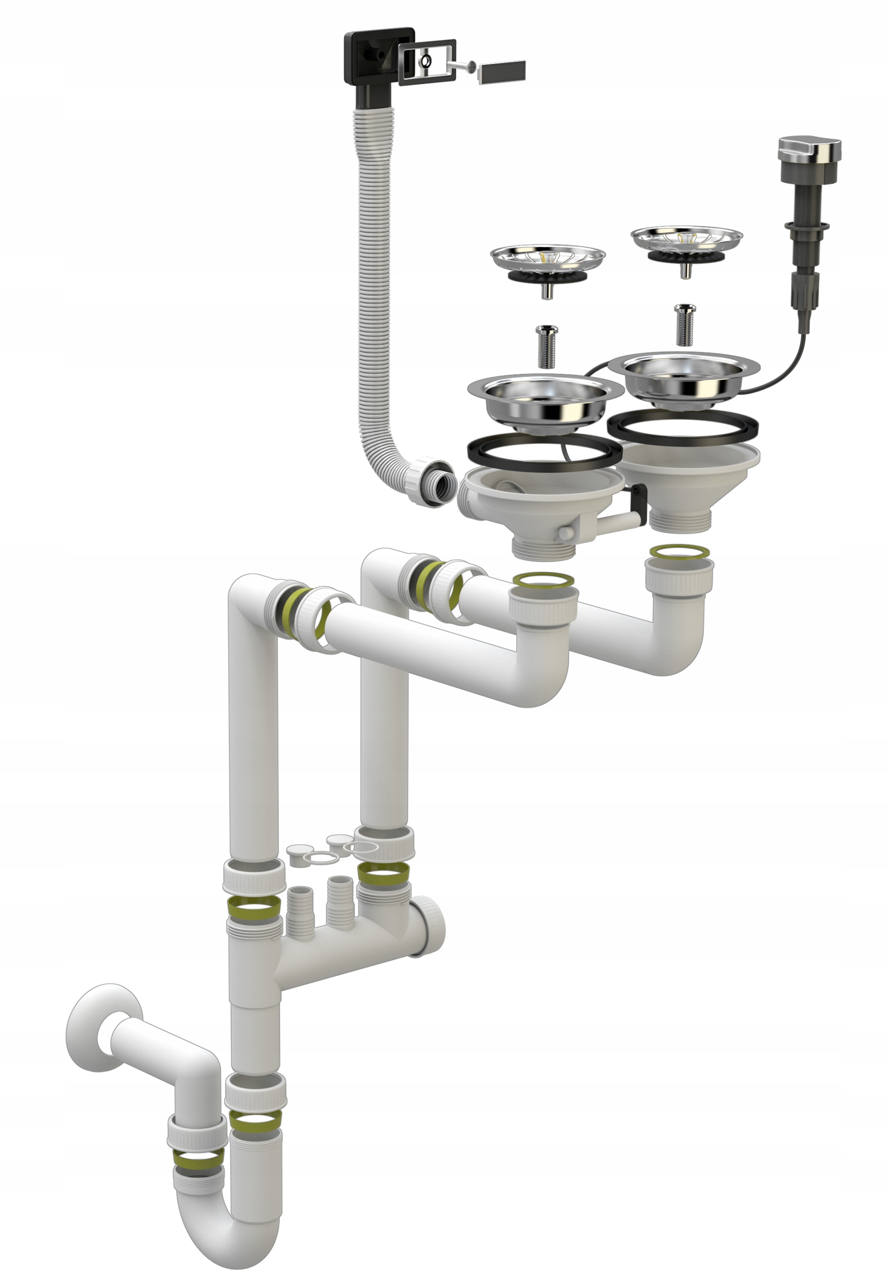 SYFON PROSTOKĄTNY AUTOMATYCZNY DWUKOMOROWY CHROM Marka Granitan