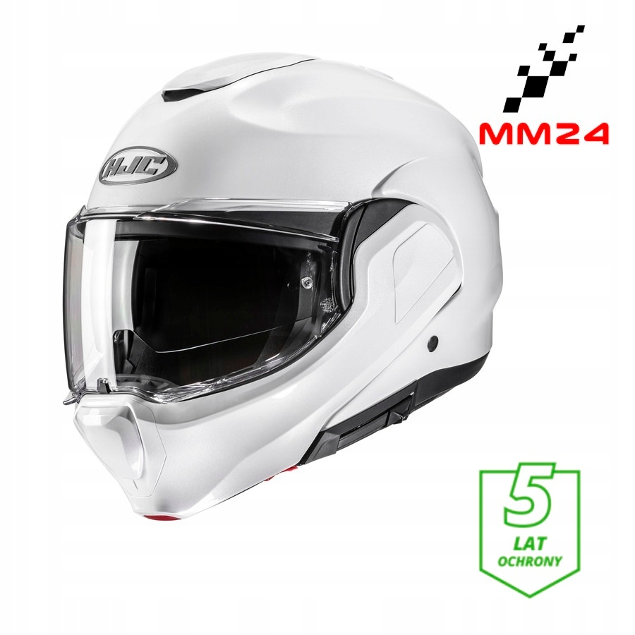 Kask Hjc F100 Čeľusťový Biely Lesk Blenda Pinlock 5-ROČNÁ Ochrana veľkosť L