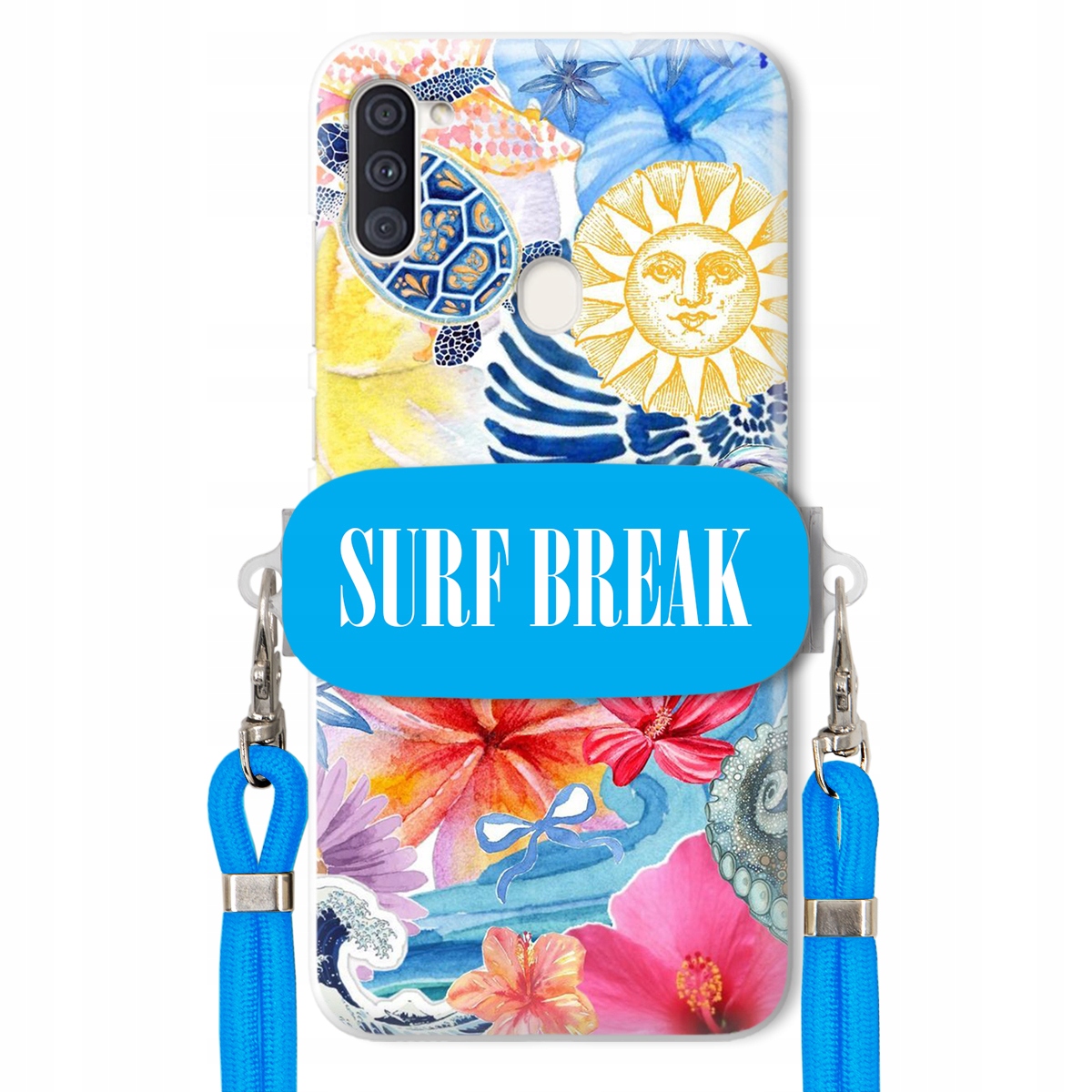 Puzdro pre Samsung M11 Modré Crossbody vodítko držiak Surf Break Lata